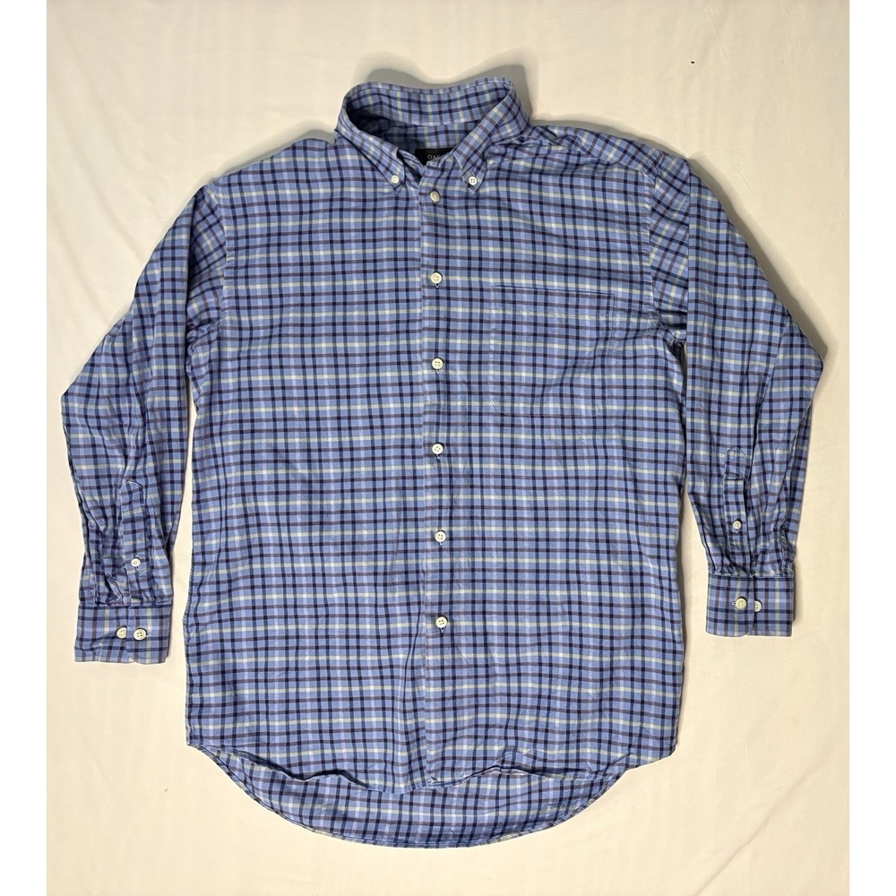 Oak Hall Oxford Dress Shirt Men's Size Large Checks Long Sleeve Button Up Italy